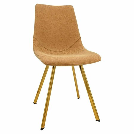 KD AMERICANA 33 x 17 x 22.24 in. Markley Modern Leather Dining Chair with Gold Leg, Light Brown KD2609727